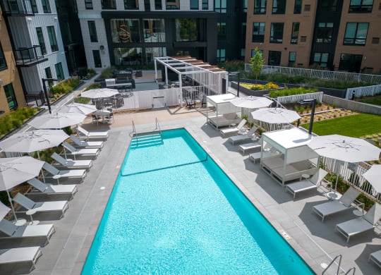 Aerial View of Pool and Courtyard