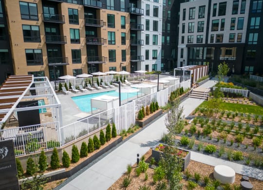 Aerial View of Pool and Courtyard