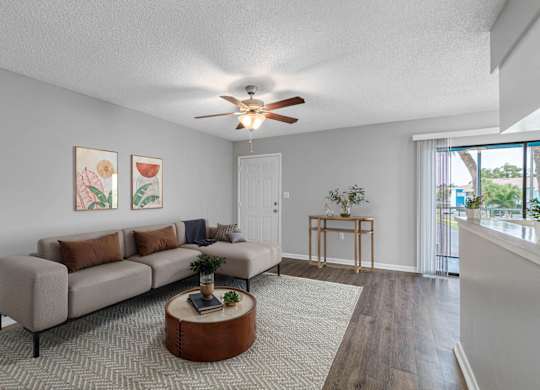 Spacious Living Area With Wood-Style Flooring