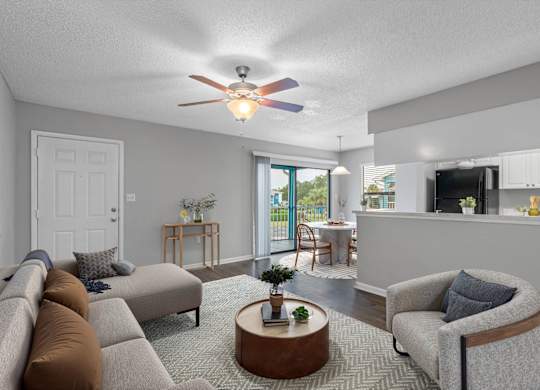 Spacious Living Area With Wood-Style Flooring