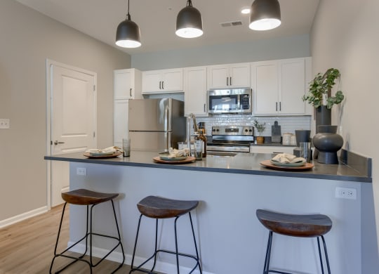Kitchen with Counter Seating Overhang