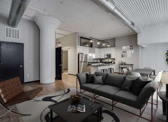 Living Area with High Ceilings