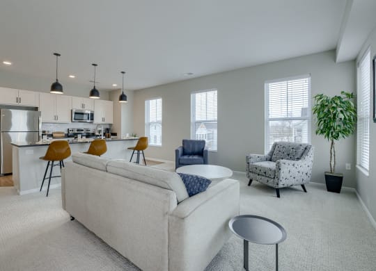 Spacious Living Area with Carpet