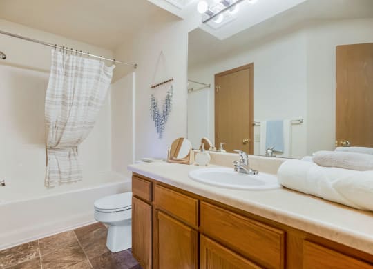 Spacious Bathroom With Large Vanity Countertop