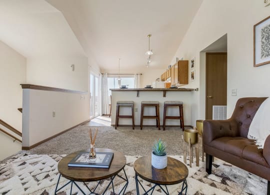 Open-Concept Living Area With Vaulted Ceilings
