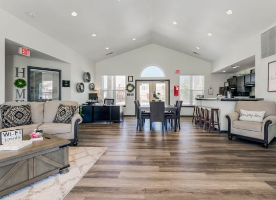 Clubhouse Featuring Kitchen, Dining Area & Lounge With Vaulted Ceilings