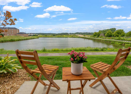 Apartment Patio Next To Community Pond