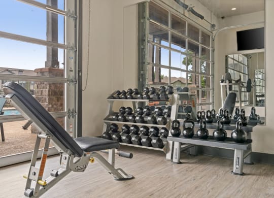 Fitness Center with Dumbbell Equipment