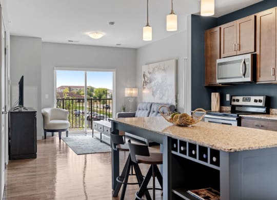 Kitchen Island with Overhead Lighting