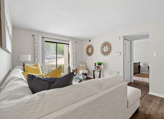 Spacious Living Area With Wood-Style Flooring