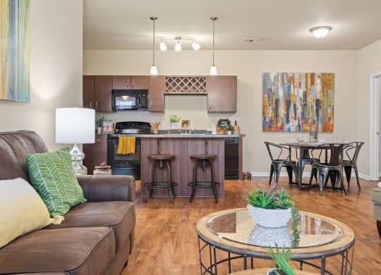 Spacious Living Area With Wood-Style Flooring