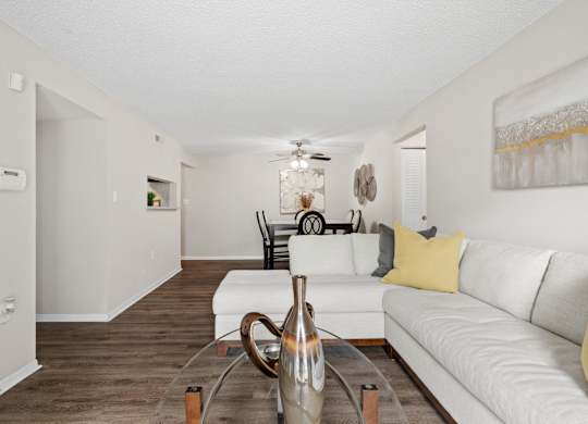 Spacious Living Area With Wood-Style Flooring