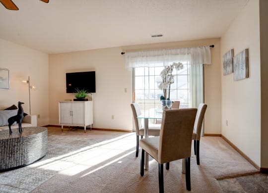 Dining & Living Room Area With Sliding Glass Patio Door