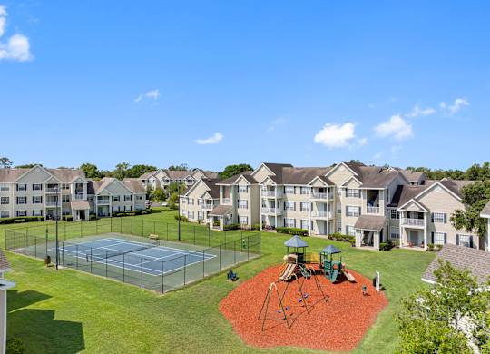 Aerial View of Tennis Court