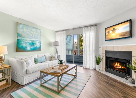 Living Room With Sliding Glass Patio Door