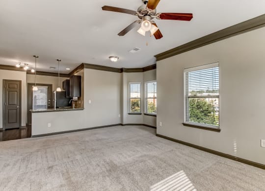 Spacious Living Area with Ceiling Fan