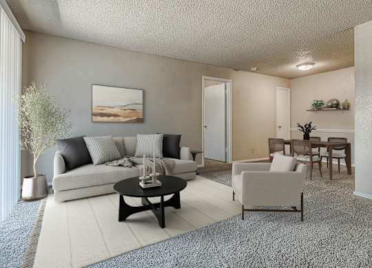 Living Room with Plush Carpeting