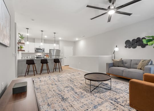 Spacious Living Area With Wood-Style Flooring