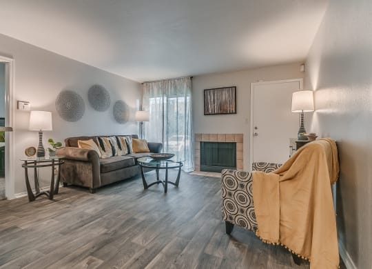 Living Room Featuring Wood-Style Flooring