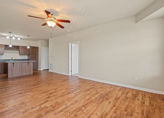 Spacious Living Area with Ceiling Fan