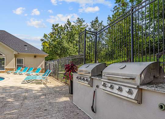Gas grills on the pool sundeck