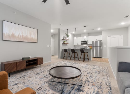 Spacious Living Area With Wood-Style Flooring
