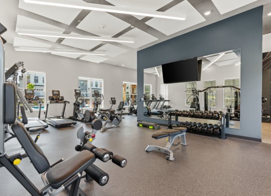 Fitness Center with Dumbbell Equipment
