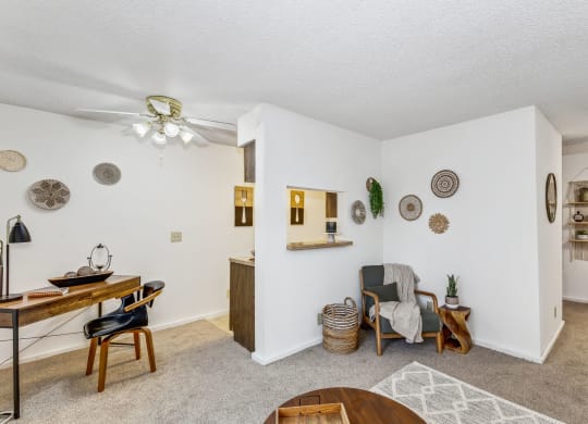 Spacious Living Area with Carpet