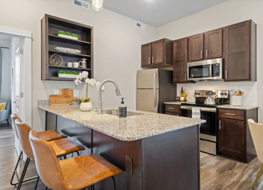 Fully-Equipped Kitchen with Dark Cabinetry