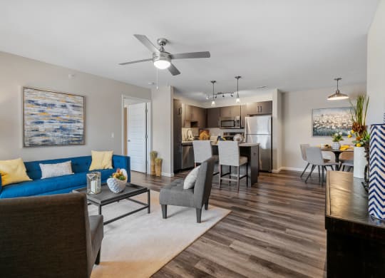 Spacious Living Area With Wood-Style Flooring