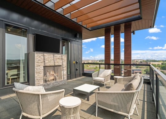 7th Floor Dining Terrace with Fireplace