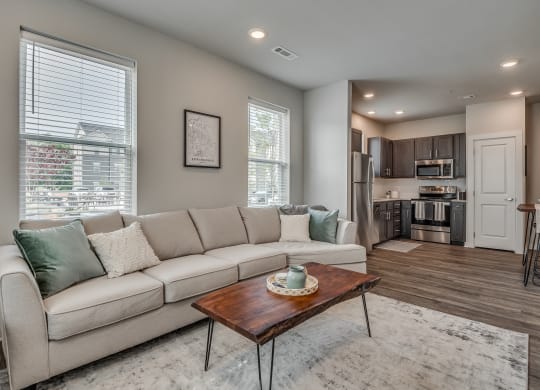 Spacious Living Area with Wood-Style Flooring