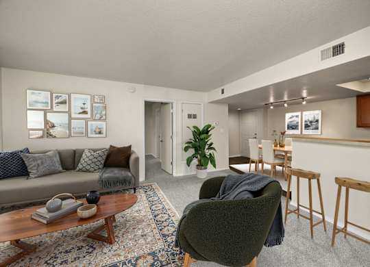 Living Area with High Ceilings