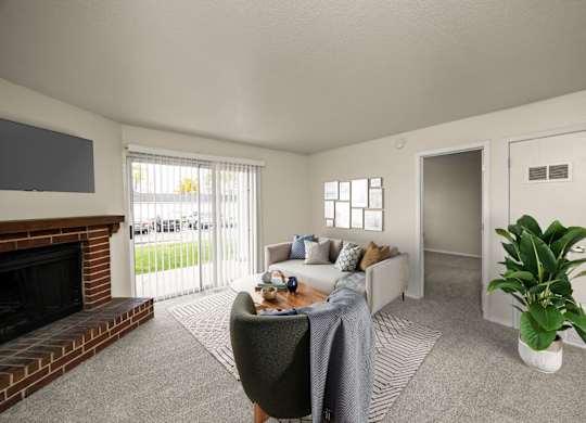 Living Room with Plush Carpeting