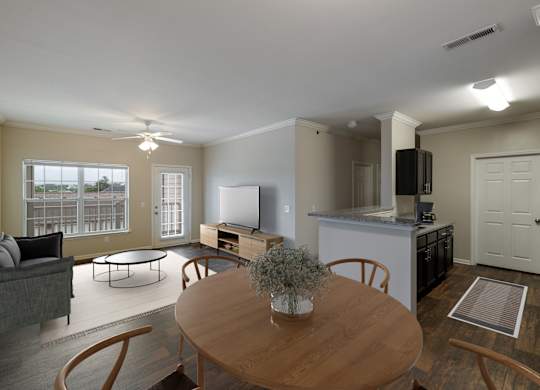 Spacious Living Area With Wood-Style Flooring