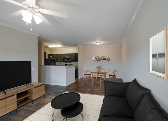 Living Room with Ceiling Fan