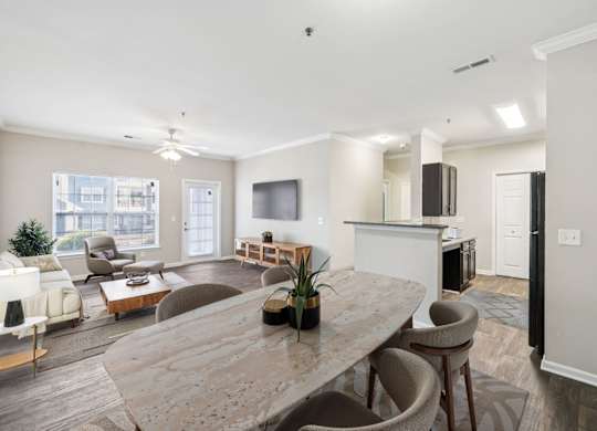 Dining Area with Vinyl Plank Flooring
