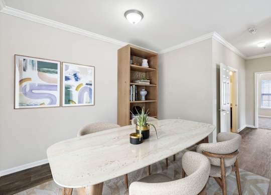 Spacious Dining Area With Wood-Style Flooring