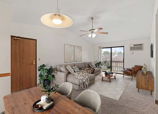 Living Area with Ceiling Fan