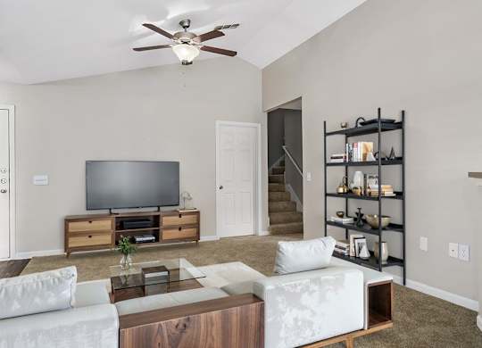 Living Room with High Ceilings