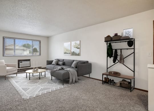 Spacious Living Area with Carpet