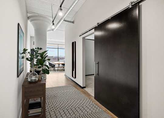 Entryway with high ceilings