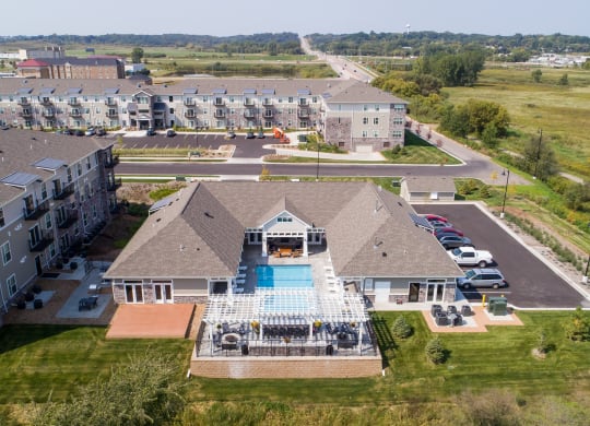 Aerial View Of The Clubhouse & pool Area