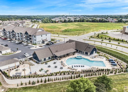 Aerial View Of Clubhouse & Pool