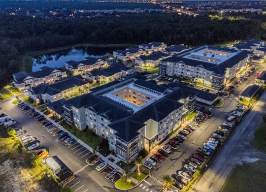 Aerial View Of Thrive Apartment Homes At Night