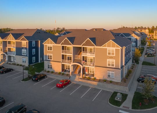 Aerial View Of Apartment Homes With Patios Or Balconies