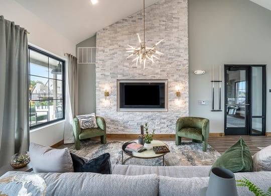 Clubhouse Lounge Area With Mounted Flat Screen TV