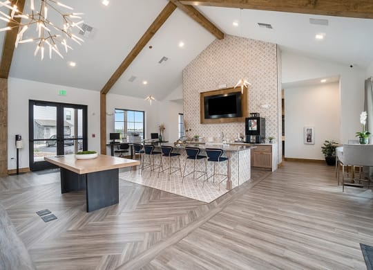 Clubhouse Kitchen Area With Vaulted Ceilings &  Large Island