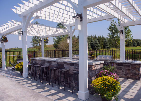 Outdoor Bar and Grilling Area with Pergola