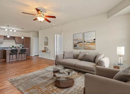 Living Room with Ceiling Fan